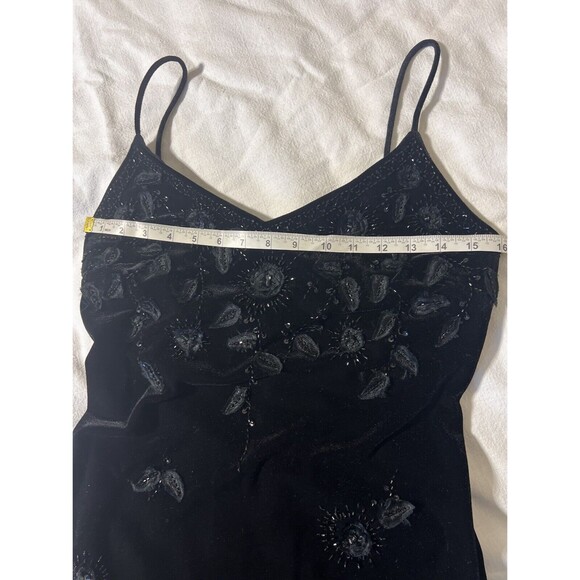 Vintage Xscape Velvet Stretch Flare Hem Maxi Black Y2K Whimsigoth Dress Size 6 - Picture 8 of 13